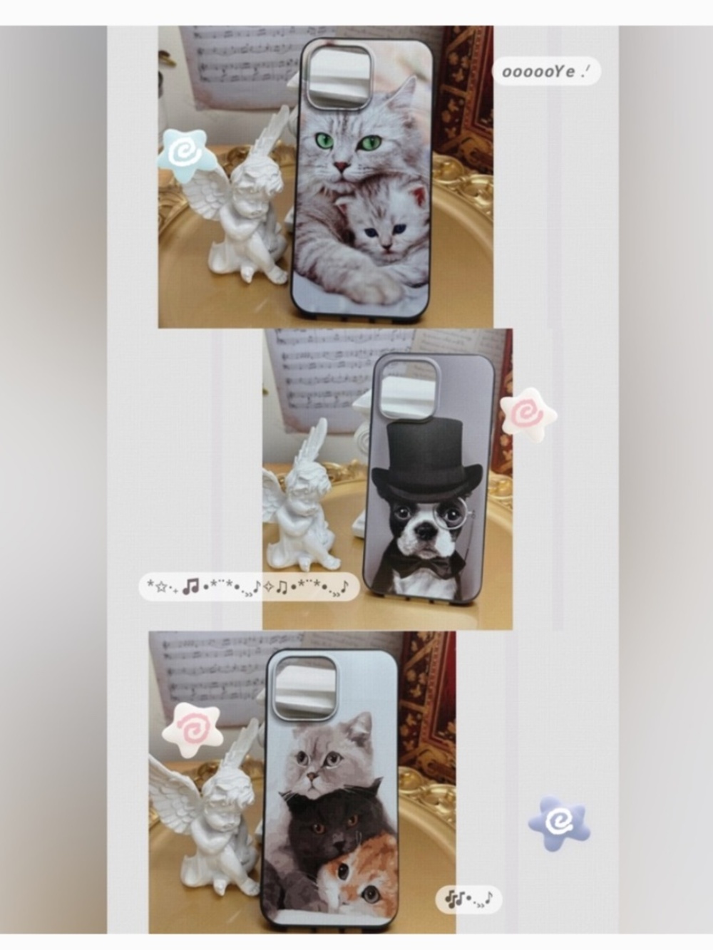 3 items.iphone 14plus/14pro/14promax cat and dog Case